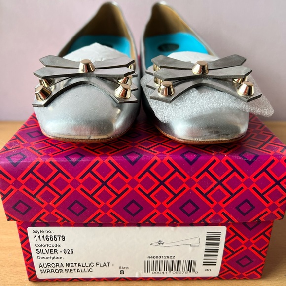 TORY BURCH “AURORA” SILVER METALLIC CLEAR LUCITE HEEL SHOES BRAND NEW IN BOX - Picture 8 of 16